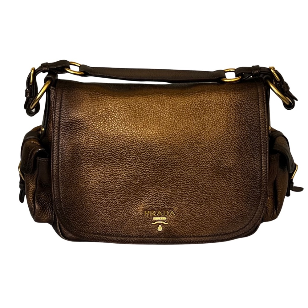 Prada Bronzed Leath Shoulder Bag
